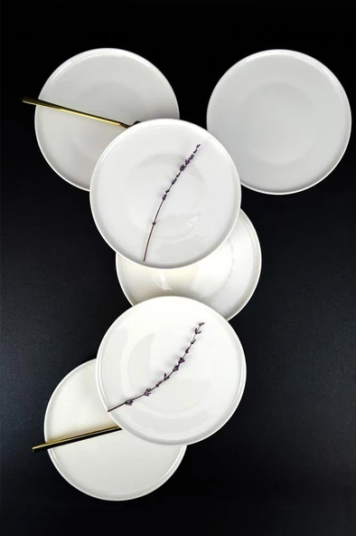 Digithome Elif 6’lı Porselen Pasta ve Sunum Tabağı Seti 21 Cm Krem - TL4052396 C320.003 - 3