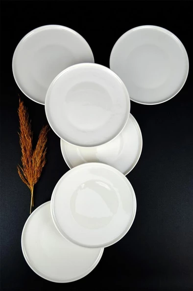 Digithome Elif 6’lı Porselen Pasta ve Sunum Tabağı Seti 21 Cm Krem - TL4052396 C320.003