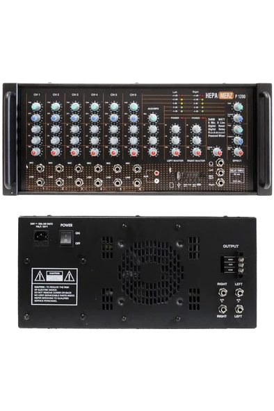 Hepa Merz 1200W Profesyonel Kaliteli Stereo Cami Anfisi 2x600W Ekho Reverb 100V/8 Ohm Usb Bt (Powerful P1200) - 2
