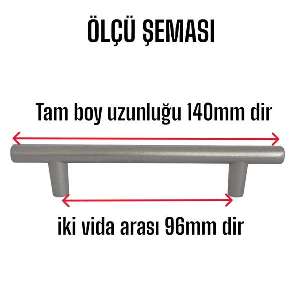 Boy Kulp Mat Krom 96 mm Kulp Mobilya Mutfak Dolabı Çekmece Dolap Kapak Kulpu Kulbu Metal Kulpları - 3