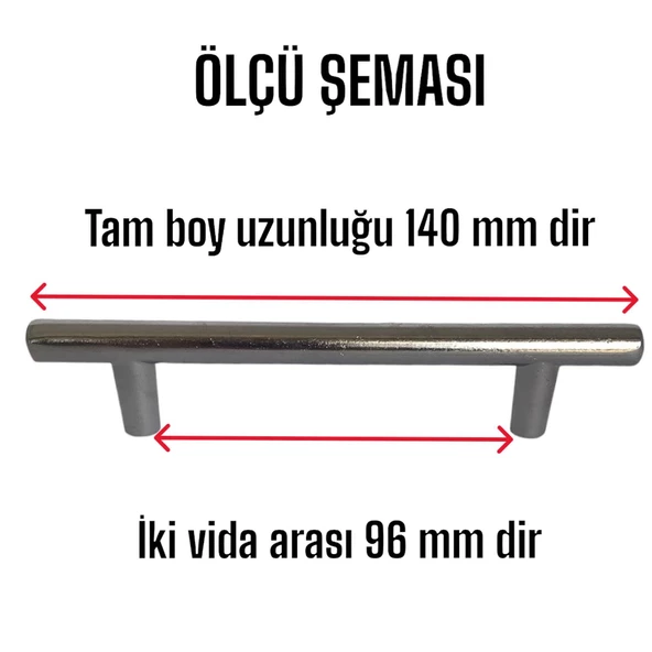 Boy Kulp Krom 96 mm Kulp Mobilya Mutfak Dolabı Çekmece Dolap Kapak Kulpu Kulbu Metal Kulpları - 3