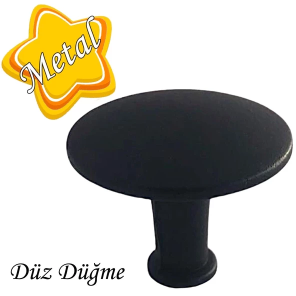 Düz Düğme Siyah Kulp Mobilya Çekmece Dolap Kapak Kulbu Metal Kulp Aksesuarları Vidalı - 1