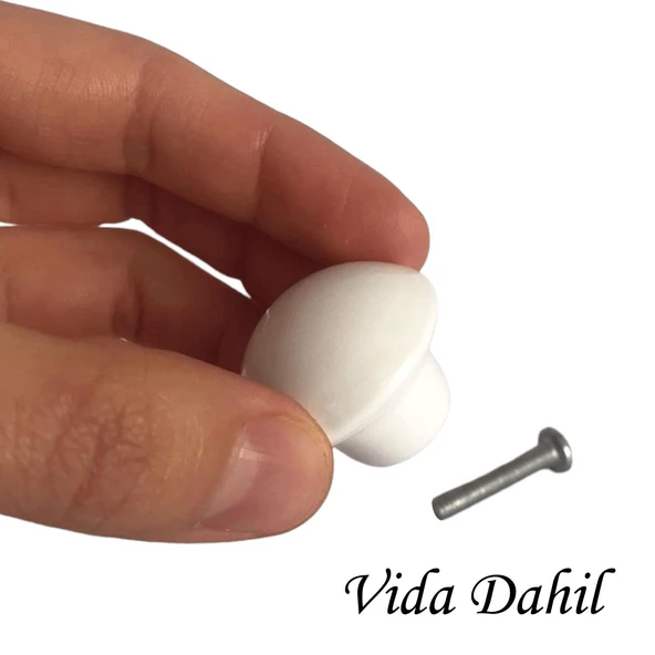 8 Adet Beyaz Mantar Düğme Kulp Mobilya Çekmece Dolap Kapak Kulbu Metal Kulp Aksesuarları Vidalı - 2