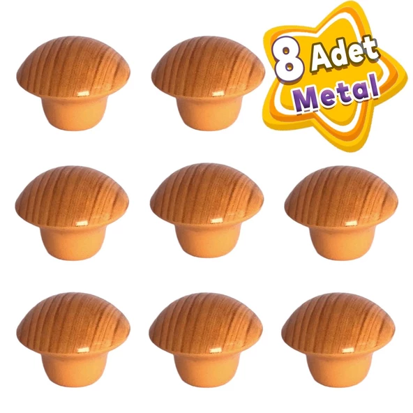 8 Adet Açık Kayın Mantar Düğme Kulp Mobilya Çekmece Dolap Kapak Kulbu Metal Kulp Aksesuarları Vidalı ürün görseli 1