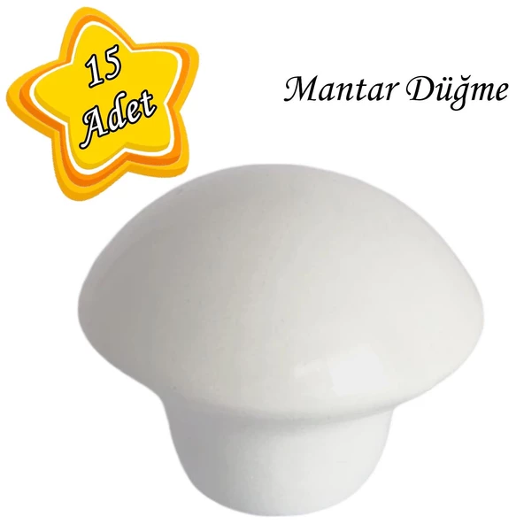 15 Adet Beyaz Mantar Düğme Kulp Mobilya Çekmece Dolap Kapak Kulbu Metal Kulp Aksesuarları Vidalı