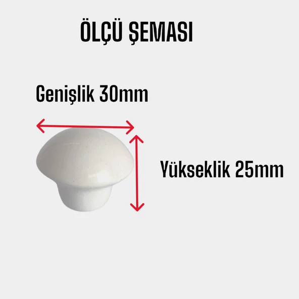 15 Adet Beyaz Mantar Düğme Kulp Mobilya Çekmece Dolap Kapak Kulbu Metal Kulp Aksesuarları Vidalı - 3