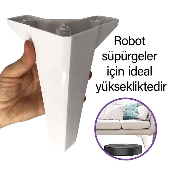 Serdivan 15 cm Beyaz Lüx Mobilya Kanepe Sehpa Ünite Koltuk Ayağı Baza Ayak - 2