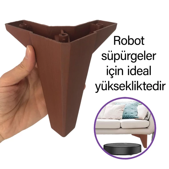 Serdivan 12 cm Ceviz Ahşap Desenli Lüx Mobilya Kanepe Sehpa Ünite Koltuk Ayağı Baza Ayak - 2