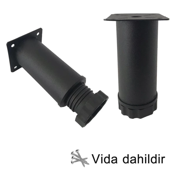 Metal Ayarlanabilir 10 cm Siyah Destek Ayak Mobilya Kanepe Baza Koltuk Dolap Sehpa TV Ünitesi Ayağı - Resim 3