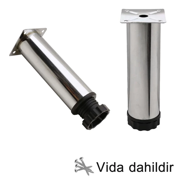 Metal Ayarlanabilir 12 cm Krom Destek Ayak Mobilya Kanepe Baza Koltuk Dolap Sehpa TV Ünitesi Ayağı - 4