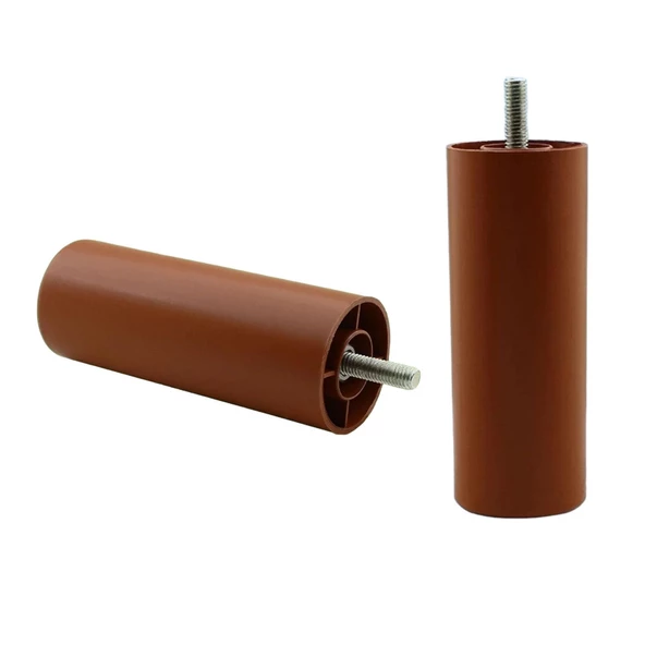 Silindir Destek Ayağı 12 cm Kahverengi Gizli Ayak M8 Civatalı İncediş Mobilya Kanepe Baza Koltuk Dolap - 5