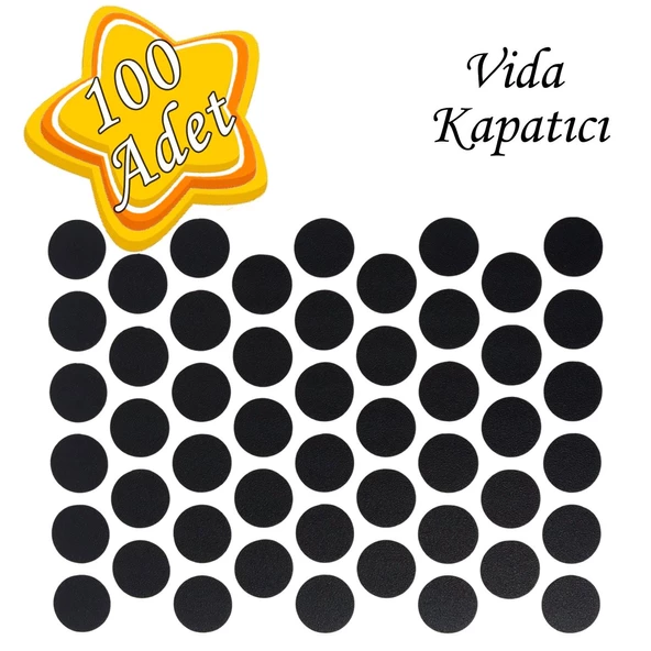 100 ADET Siyah Vida Kapatıcı  Yapışkanlı Vida Tapası Tıpası Kapağı Vida Gizleyici
