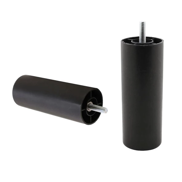 Silindir Destek Ayağı 12 cm Siyah Gizli Ayak M8 Civatalı İnce Diş Mobilya Kanepe Baza Koltuk Dolap - 5