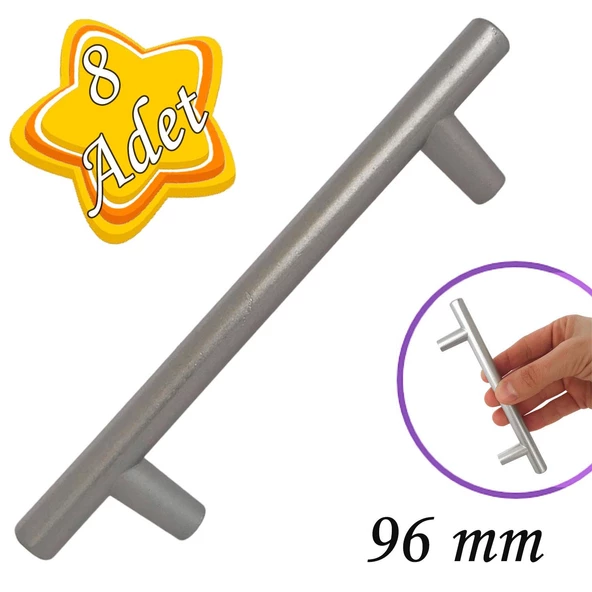 8 Adet Boy Kulp Mat Krom 96 mm Kulp Mobilya Mutfak Dolabı Çekmece Dolap Kapak Kulpu Kulbu Metal Kulpları