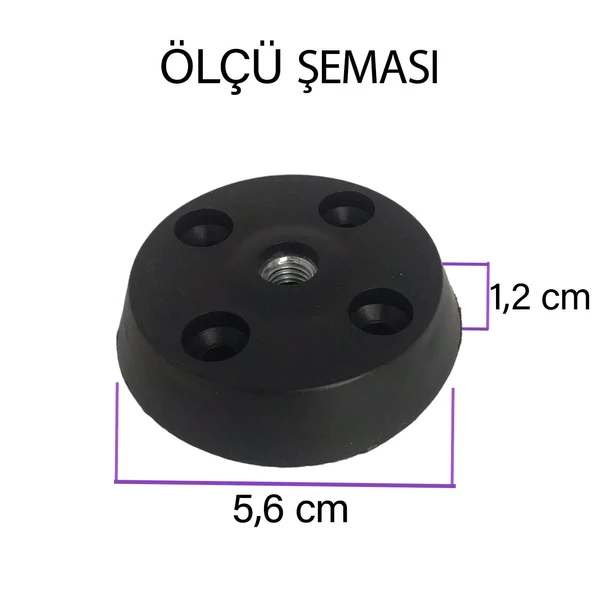 8 Adet Düz Ayak Tabanı Siyah Mobilya Masa Sehpa Ayağı Bağlantı Aparatı Plastik - 2
