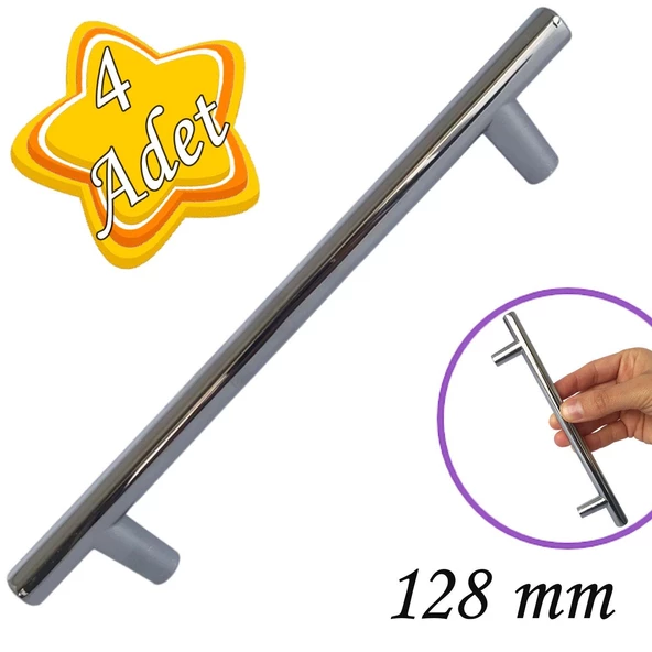 4 Adet Boy Kulp Krom 128 mm Kulp Mobilya Mutfak Dolabı Çekmece Dolap Kapak Kulpu Kulbu Metal Kulpları