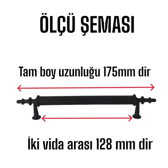 5 Adet Erciyes kulp Siyah 128 mm Kulp Mobilya Mutfak Dolabı Çekmece Dolap Kapak Kulpu Kulbu Metal Kulpları - 3