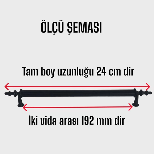 8 Adet Erciyes kulp Siyah 192 mm Kulp Mobilya Mutfak Dolabı Çekmece Dolap Kapak Kulpu Kulbu Metal Kulpları - 3