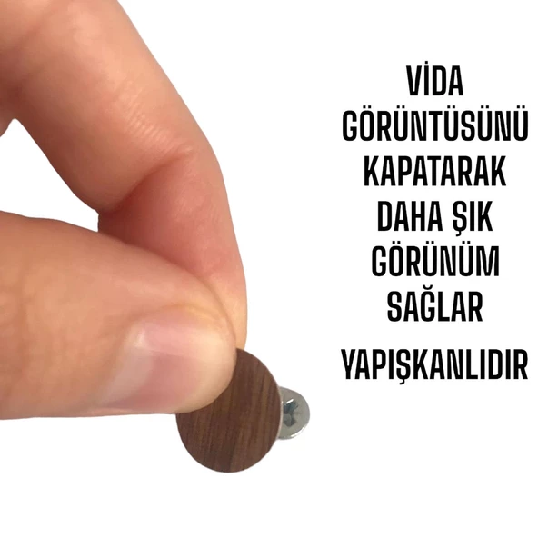 200 ADET Ceviz Vida Kapatıcı Ahşap Desenli Yapışkanlı Vida Tapası Tıpası Kapağı Vida Gizleyici - 2