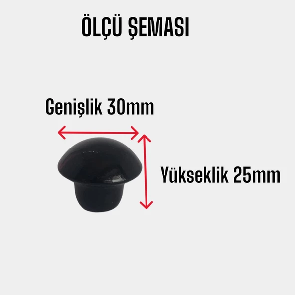 8 Adet Siyah Mantar Düğme Kulp Mobilya Çekmece Dolap Kapak Kulbu Metal Kulp Aksesuarları Vidalı - 3