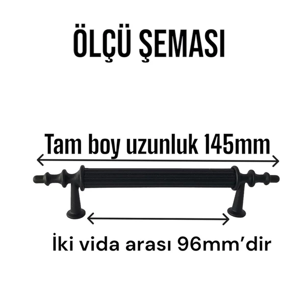 8 Adet Erciyes kulp Siyah 96 mm Kulp Mobilya Mutfak Dolabı Çekmece Dolap Kapak Kulpu Kulbu Metal Kulpları - Resim 3