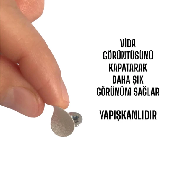 100 ADET Beyaz Vida Kapatıcı  Yapışkanlı Vida Tapası Tıpası Kapağı Vida Gizleyici - 2