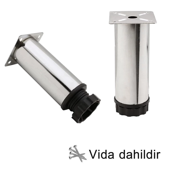 4 Adet Metal Ayarlanabilir 10 cm Krom Destek Ayak Mobilya Kanepe Baza Koltuk Dolap Sehpa TV Ünitesi Ayağı - Resim 4