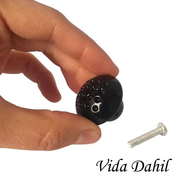 8 Adet Siyah Noktalı Mantar Düğme Kulp Mobilya Çekmece Dolap Kapak Kulbu Metal Kulp Aksesuarları Vidalı - Resim 2