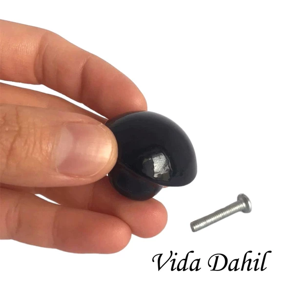 Siyah Mantar Düğme Kulp Mobilya Çekmece Dolap Kapak Kulbu Metal Kulp Aksesuarları Vidalı - 2