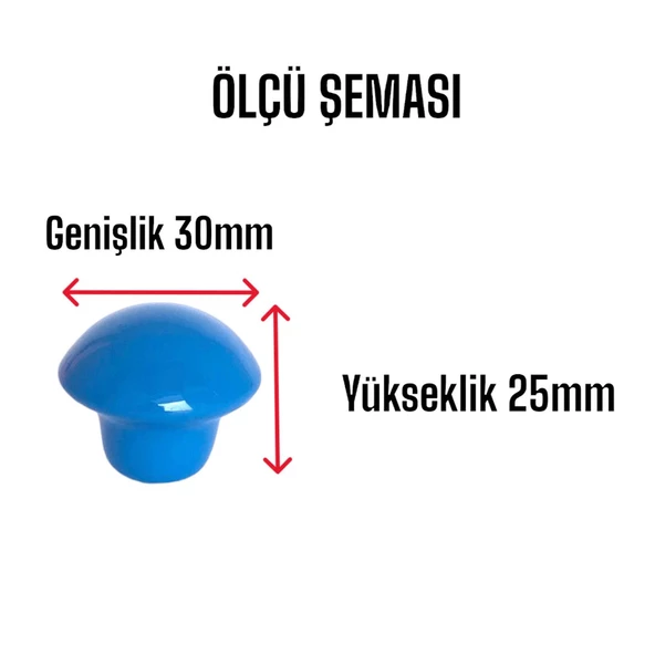 Mavi Mantar Düğme Kulp Çocuk Bebek Mobilya Çekmece Dolap Kapak Kulbu Metal Kulp Aksesuarları Vidalı - 3