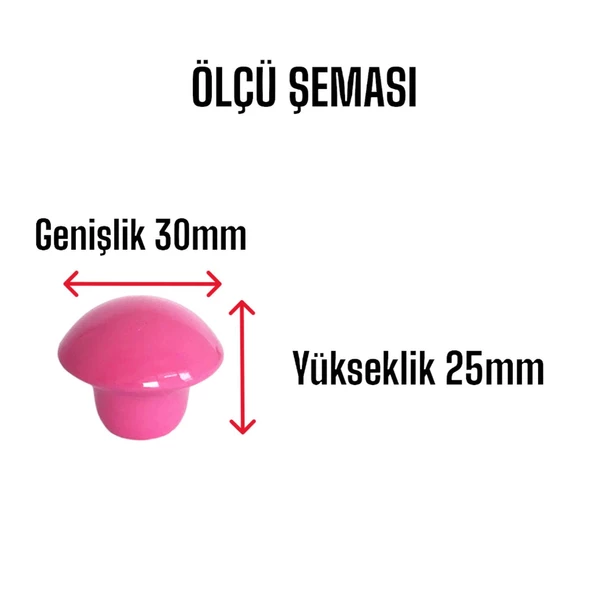 Pembe Mantar Düğme Kulp Çocuk Bebek Mobilya Çekmece Dolap Kapak Kulbu Metal Kulp Aksesuarları Vidalı - 3