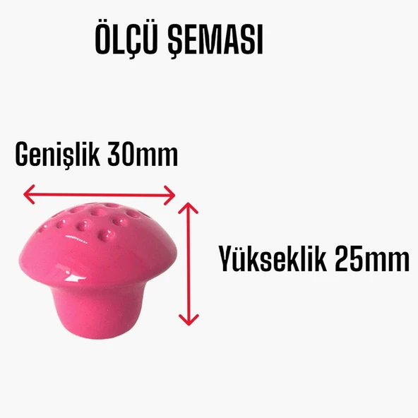 Pembe Noktalı Mantar Düğme Kulp Çocuk Bebek Mobilya Çekmece Dolap Kapak Kulbu Metal Kulp Aksesuarları Vidalı - 3