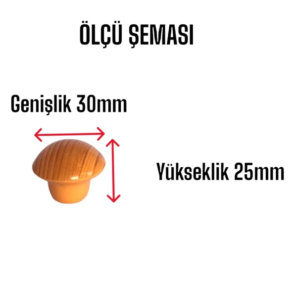 Açık Kayın Mantar Düğme Kulp Mobilya Çekmece Dolap Kapak Kulbu Metal Kulp Aksesuarları Vidalı - 3