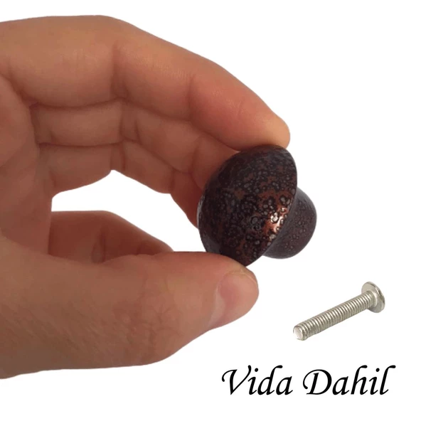 Bakır Mantar Düğme Kulp Mobilya Çekmece Dolap Kapak Kulbu Metal Kulp Aksesuarları Vidalı - Resim 2