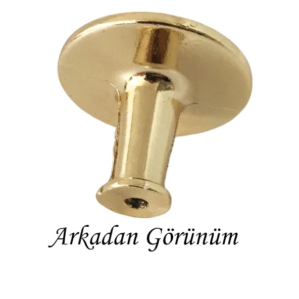 Düz Düğme Altın Gold Kulp Mobilya Çekmece Dolap Kapak Kulbu Metal Kulp Aksesuarları Vidalı - 3