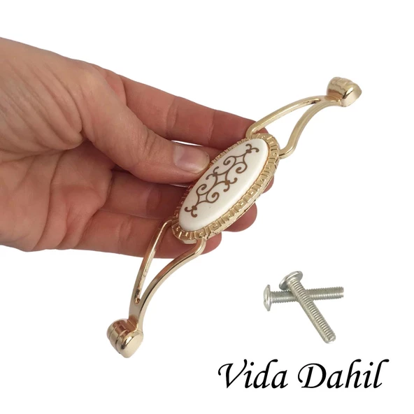 Seç kulp Altın Gold 128 mm Kulp Mobilya Mutfak Dolabı Çekmece Dolap Kapak Kulpu Kulbu Metal Kulpları - Resim 2