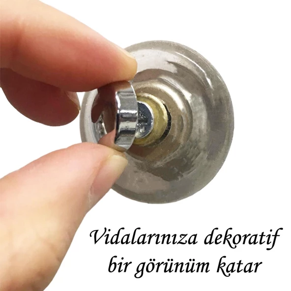 10 Adet Vida Kapatıcı Kapağı 15 Mm Metal Vida Tapası Tıpası Dekoratif Vida Gizleyici Krom - 2