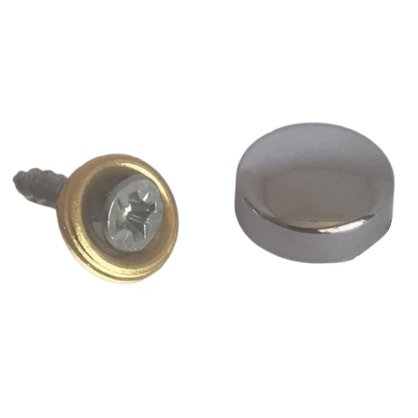 10 Adet Vida Kapatıcı Kapağı 15 Mm Metal Vida Tapası Tıpası Dekoratif Vida Gizleyici Krom - 4
