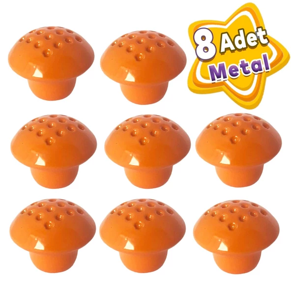 8 Adet Turuncu Noktalı Mantar Düğme Kulp Çocuk Bebek Mobilya Çekmece Dolap Kapak Kulbu Metal Kulp Aksesuarları Vidalı ürün görseli 1