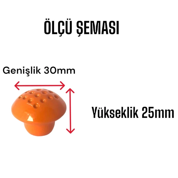 8 Adet Turuncu Noktalı Mantar Düğme Kulp Çocuk Bebek Mobilya Çekmece Dolap Kapak Kulbu Metal Kulp Aksesuarları Vidalı - Resim 3