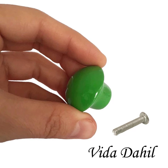 8 Adet Yeşil Mantar Düğme Kulp Çocuk Bebek Mobilya Çekmece Dolap Kapak Kulbu Metal Kulp Aksesuarları Vidalı - Resim 2