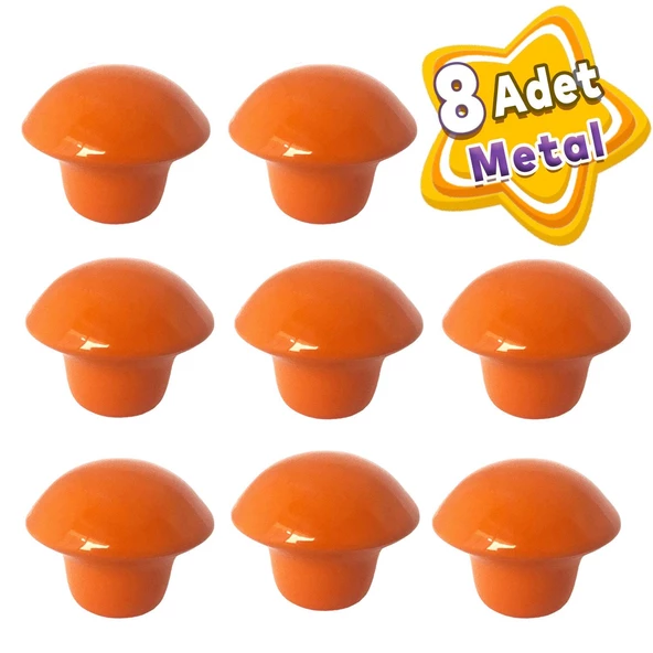 8 Adet Turuncu Mantar Düğme Kulp Çocuk Bebek Mobilya Çekmece Dolap Kapak Kulbu Metal Kulp Aksesuarları Vidalı ürün görseli 1