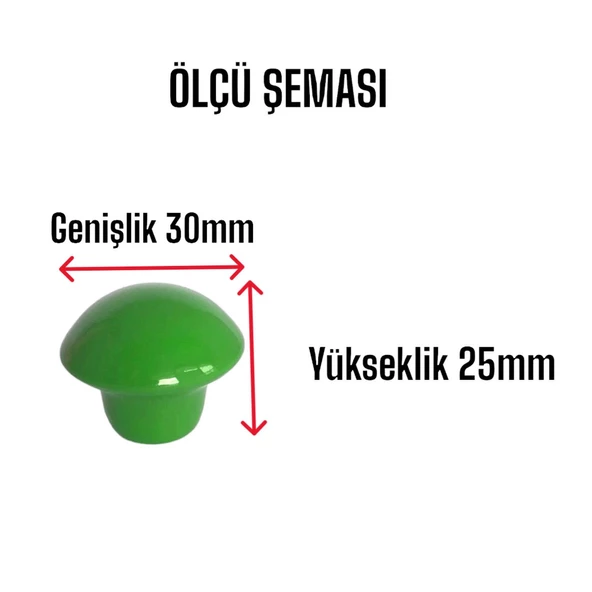 8 Adet Yeşil Mantar Düğme Kulp Çocuk Bebek Mobilya Çekmece Dolap Kapak Kulbu Metal Kulp Aksesuarları Vidalı - Resim 3