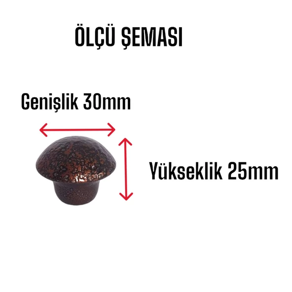 15 Adet Bakır Mantar Düğme Kulp Mobilya Çekmece Dolap Kapak Kulbu Metal Kulp Aksesuarları Vidalı - Resim 3