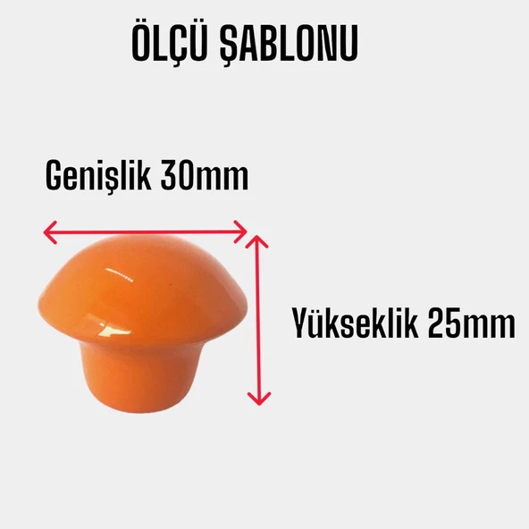 15 Adet Turuncu Mantar Düğme Kulp Çocuk Bebek Mobilya Çekmece Dolap Kapak Kulbu Metal Kulp Aksesuarları Vidalı - 3