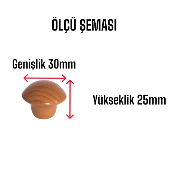 15 Adet Kayın Mantar Düğme Kulp Mobilya Çekmece Dolap Kapak Kulbu Metal Kulp Aksesuarları Vidalı - 3