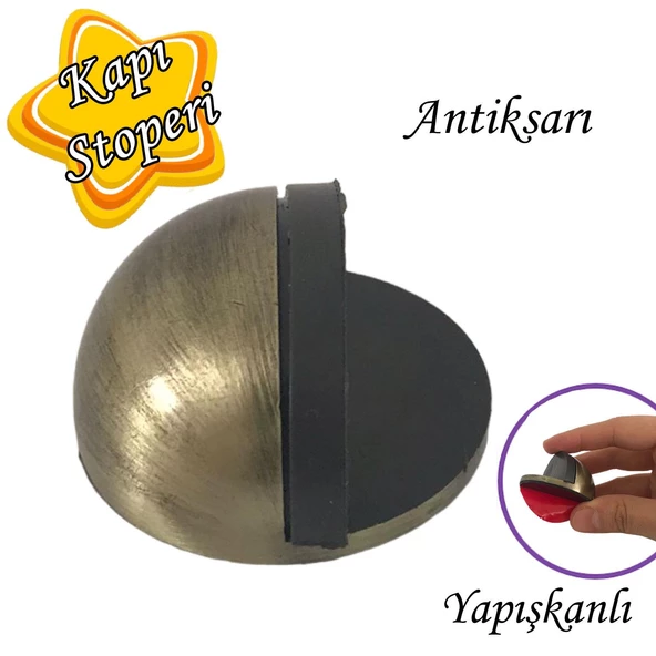 Antiksarı Yarımay Kapı Stoperi Tamponu Yapışkanlı Metal Kapı Stopu Durdurucu Tutucu