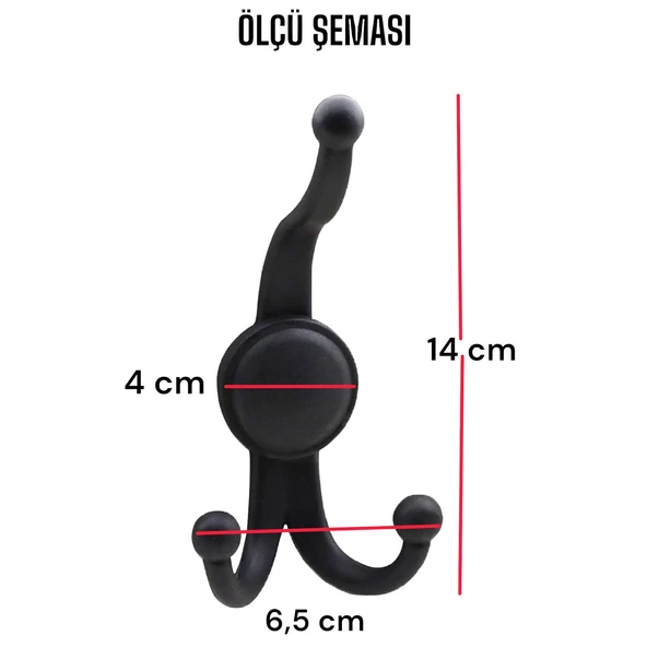 Karagül Siyah Askılık Portmanto Vestiyer Banyo Dolap Elbise Askısı Sert Plastik - 2