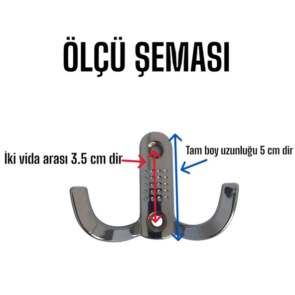 Klasik Noktalı Askı Krom Portmanto Askı Vestiyer Duvar Askısı Metal Dolap Elbise Askılığı - 3