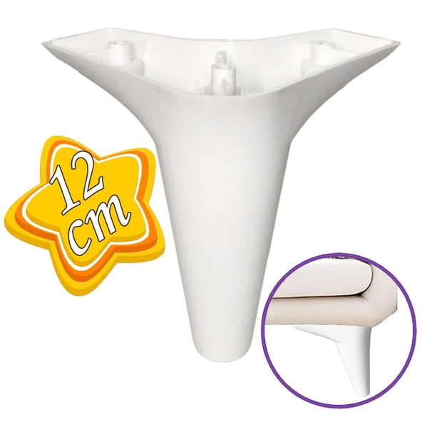 Zelve 12 cm Beyaz Lüx Mobilya Kanepe Sehpa Ünite Koltuk Ayağı Baza Ayak